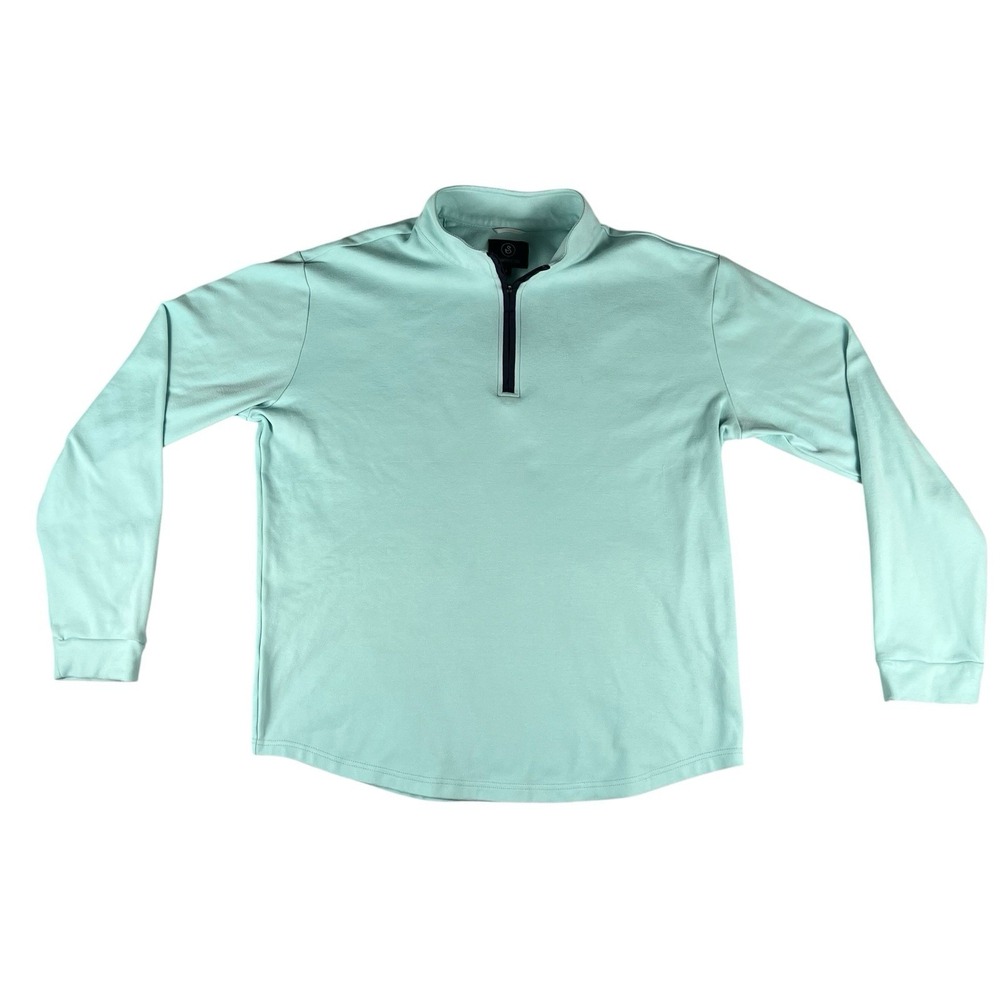 Swannies Emery Quarter Zip Golf Pullover Mens Large Aqua Stretch Performance